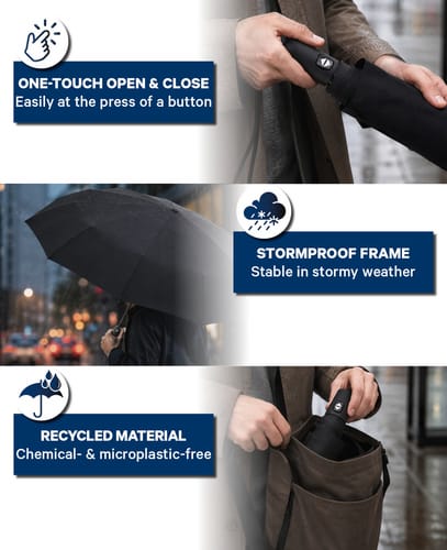 Apfelkiste Automatic Pocket Umbrella Black