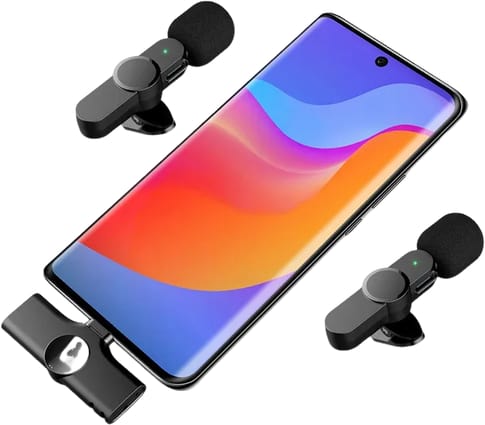 Kabelloses 360° Lavalier Mikrofon für Handy / Tablets (3-tlg. Set)