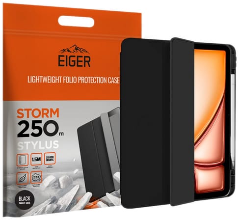Eiger iPad Air 11" (24) Air (20/22) Folio Stylus Backcover Black (b2b)