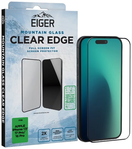 Eiger iPhone 17/17 Pro/16 Pro Clear Edge 3D Glass Screen Protector