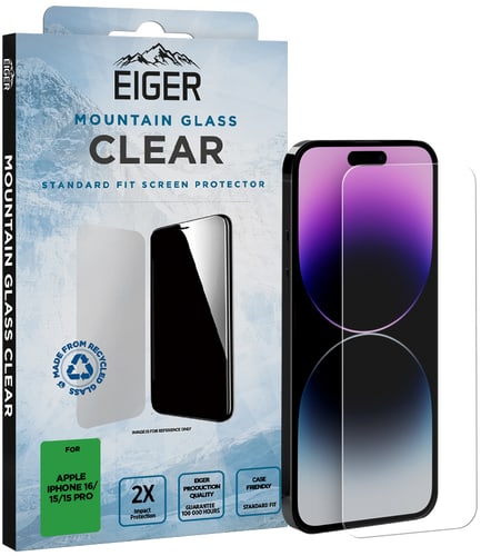 Eiger iPhone 16 15  15 Pro screen protector Glas Clear