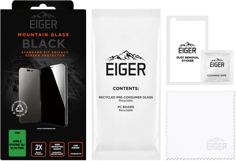 Eiger iPhone 16 15  15 Pro screenprotector 2.5D Privacy black