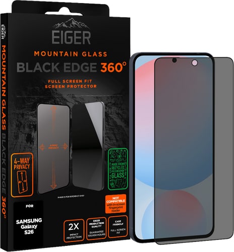 Eiger Galaxy S26 Black Edge 360 Screen Protector Privacy