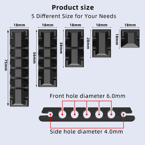 Kisten Basics Cable Organizer Set Black (5 pcs)