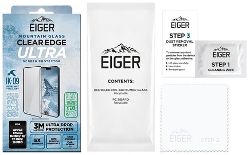 Eiger iPhone 18 Pro/17/17 Pro/16 Pro Clear Edge Ultra Glass Screen Protector