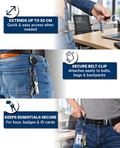 AK Kisten Basics Key-Bak Keychain Belt Clip+Card Holder 3pc