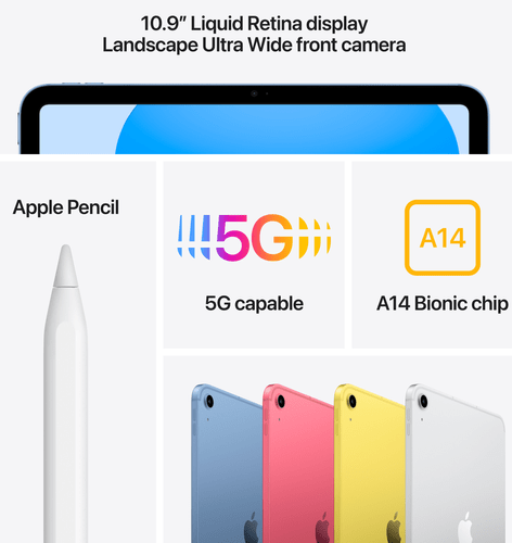 Apple iPad 10.9 (10th Gen 2024) 256GB Silver WIFI+Cellular