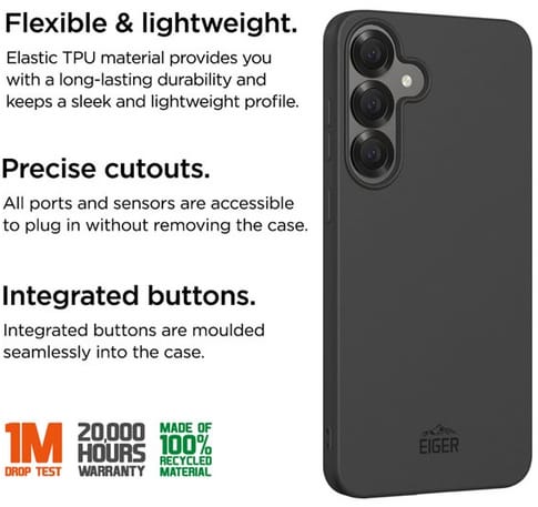 Eiger Galaxy S25 Grip Backcover Black (b2b)