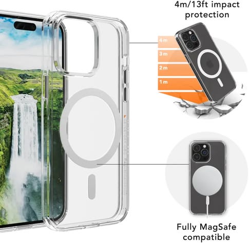 dbramante1928 iPhone 15 Pro Max Iceland Ultra D3O MagSafe Bookcover clear