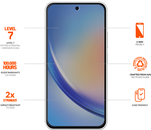 Eiger Galaxy A35 / A55 Mountain Glass Screen Protector Privacy Black
