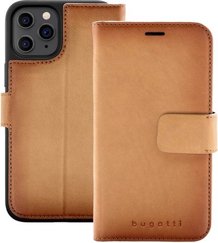 bugatti iPhone 12 Pro Max Book Case Leather Cognac