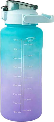 Apfelkiste Fitness Water Bottle with Time Marker (2L) Green/Pink