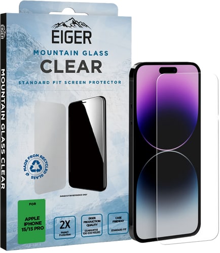 Eiger iPhone 16 15  15 Pro screen protector Glas Clear