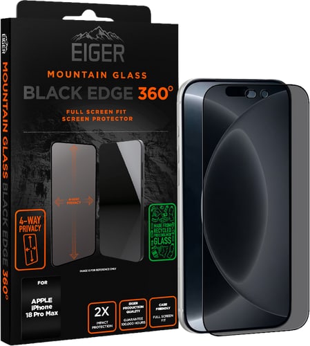 Eiger iPhone 18 Pro Max Black Edge 360 Screen Protector Privacy