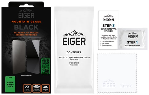 Eiger iPhone 17 Air Glass Screen Protector Privacy Black