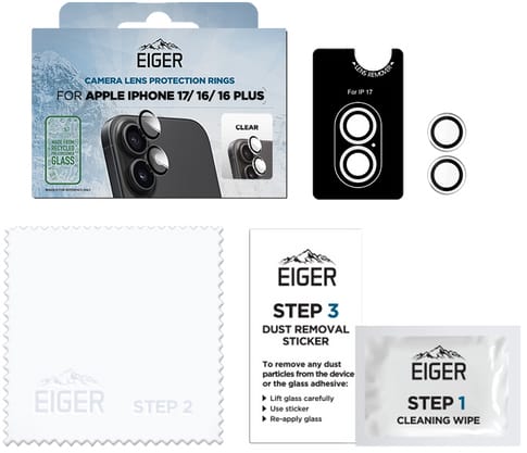 Eiger iPhone 17/16/16 Plus Mountain Glas Camera Ring Protector