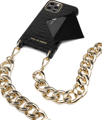 iDeal of Sweden iPhone 12/12 Pro Necklace Cover Croco Black
