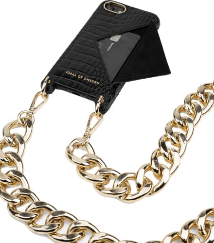 iDeal of Sweden iPhone 7/8/SE 2020 Necklace Cover Croco Black