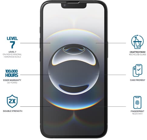 Eiger iPhone 17e/16e/13/13 Pro/14 Clear Glass Screen Protec