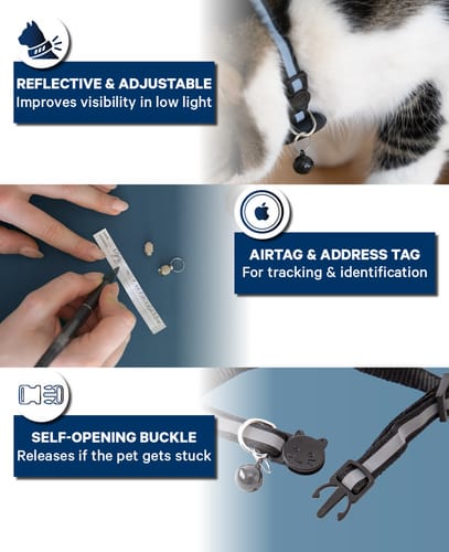 AK Kisten Basics Cat Collar AirTag Holder reflector/bell