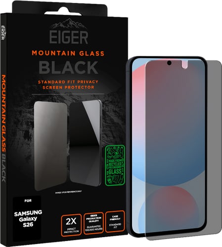 Eiger Galaxy S26 Glass Screen Protector Privacy Black