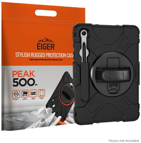 Eiger Tab S9 / S9 FE Peak 500m Outdoor Backcover Black