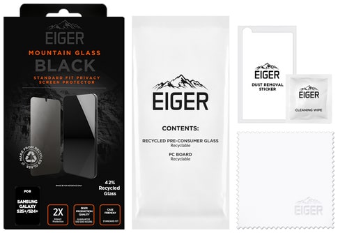 Eiger Galaxy S25+ Glass Screen Protector Privacy Black