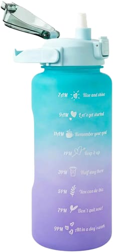 Apfelkiste Fitness Water Bottle with Time Marker (2L) Green/Pink