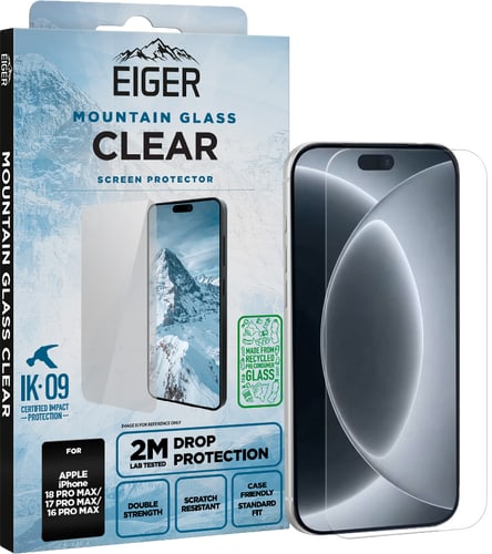 Eiger iPhone 18 Pro Max/17 Pro Max/16 Pro Max Clear Glass Screen Protector