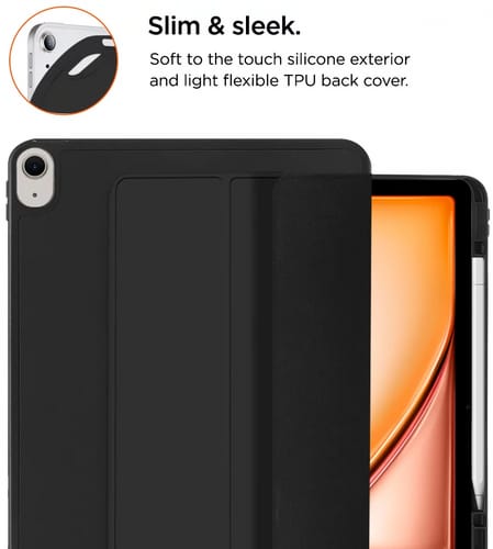 Eiger iPad Air 11 (22/24) Folio-Backcover mit Stylus-Halterung Black (b2b)