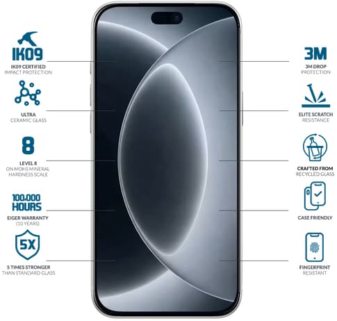 Eiger iPhone 18 Pro/17/17 Pro/16 Pro Clear Edge Ultra Glass Screen Protector