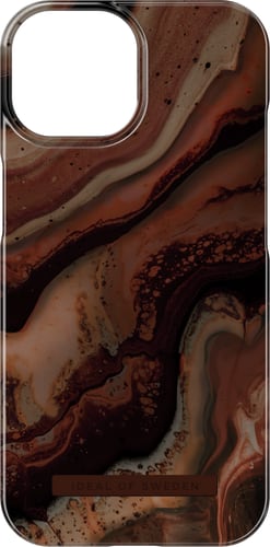 iDeal of Sweden iPhone 15 Backcover Dark Amber Marble