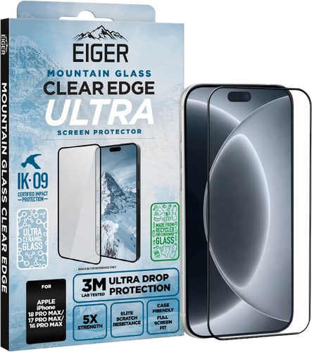 Eiger iPhone 18 Pro Max/17 Pro Max/16 Pro Max Clear Edge Ultra Glass Screen Protector