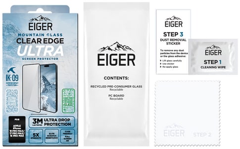 Eiger iPhone 18 Pro Max/17 Pro Max/16 Pro Max Clear Edge Ultra Glass Screen Protector
