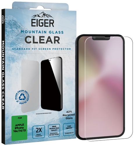 Eiger iPhone 16e/13/13 Pro/14 Clear Glass Screen Protect