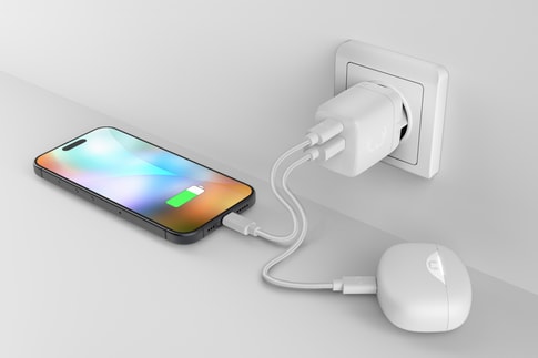 Fresh'N Rebel 30W PD Charger USB-A+USB-C Ice Grey