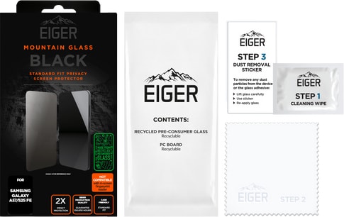 Eiger Galaxy A57/S25 FE Glass Screen Protector Privacy Black