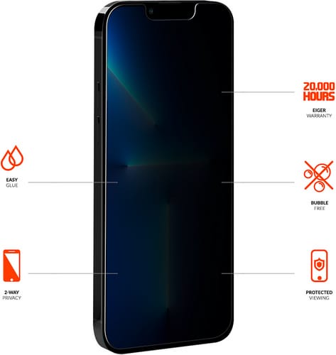 Eiger iPhone 13 Pro Max screen protector 2.5D Privacy black