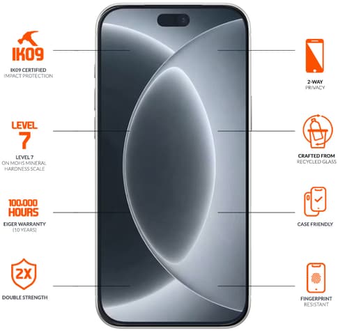 Eiger iPhone 18 Pro Max Glass Screen Protector Privacy