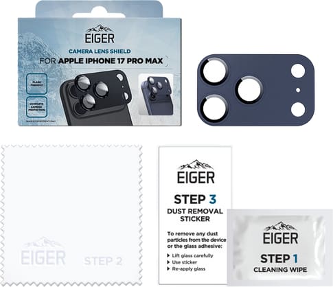 Eiger iPhone 17 Pro Max Glas Camera Protector Deep Blue