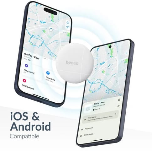 Beeep Tracker Apple Find My & Android White & Keychain