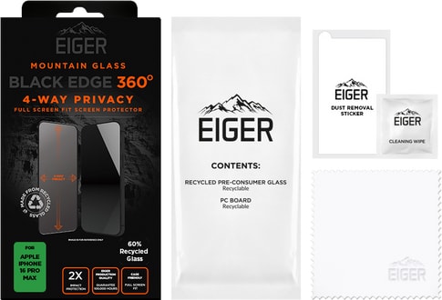 Eiger iPhone 16 Pro Max Mountain Edge Screen Protector Privacy