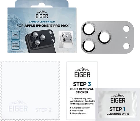 Eiger iPhone 17 Pro Max Glas Camera Protector Silver