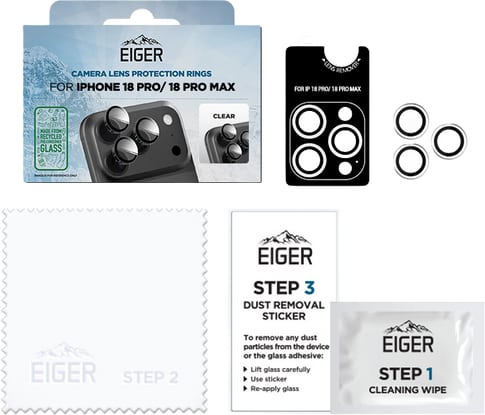 Eiger iPhone 18 Pro/18 Pro Max Mountain Glas Camera Ring Protector