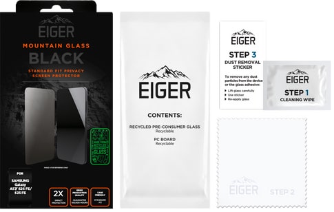 Eiger Galaxy A57/S25 FE/S26 FE Glass Screen Protector Privacy Black