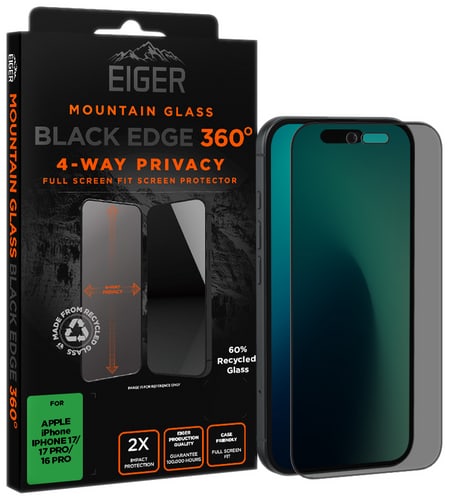 Eiger iPhone 17/17 Pro/16 Pro Black Edge 360 Screen Protec Privacy