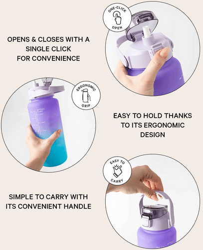 Apfelkiste Fitness Trinkflasche mit Zeit Markierung (2L)