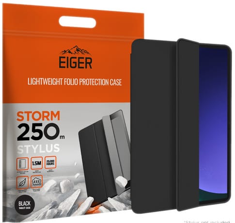 Eiger Galaxy Tab S9 Folio Backcover mit Stylus-Halterung Black (b2b)