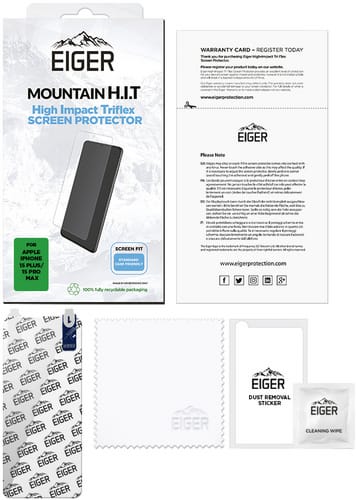 Eiger iPhone 15 Plus / 15 Pro Max screenprotector High Impact Triflex transparent