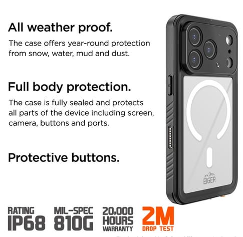 Eiger iPhone 17 Pro Avalanche Magsafe Case Black (b2b)